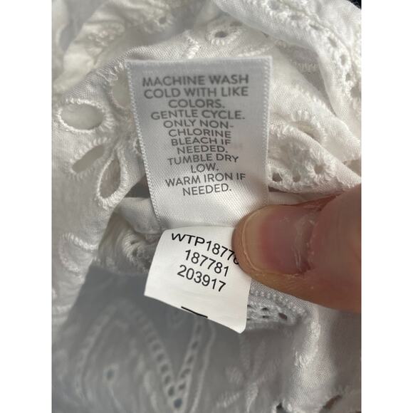 J. Jill Women's White Cotton Embroidered Eyelet Peasant Top Sz XL Coquette Boho - Picture 11 of 11